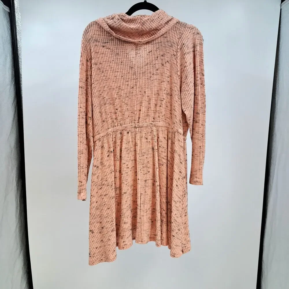 Lane Bryant Tunic Top Plus 14/16 Cowl Neck High Low Long Sleeve‎ Knit Coral Pink - Picture 9 of 11